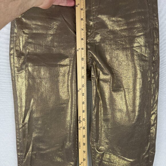 HIGH RISE GOLD METALIC VINTAGE SLIM STRETCH SKINNY FIT JEANS COTTON SIZE 27/4 - Picture 8 of 12